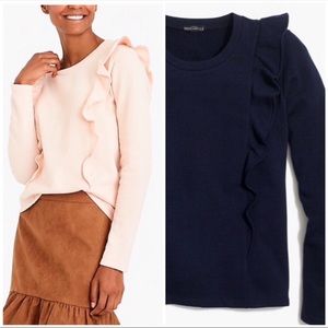 J. Crew Factory Ruffle-trimmed pullover navy sz S